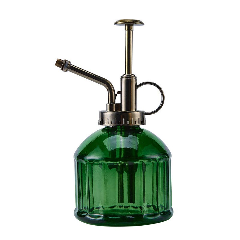 Ebristar Glass Plant Mister Spray Bottle, Vintage Plant Spritzer Sprayer Mister, Succulent Watering Bottle with Top Pump, Small Glass Watering Can for Indoor Outdoor Houseplant - Dark Green - Image 1